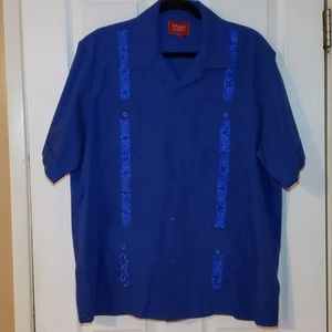 Maximos USA XL Guayabera Dark Blue